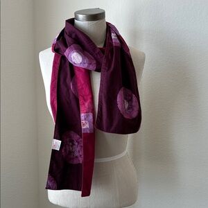 Global Mamas Handmade Ghana Batik Style Reversible Cotton Scarf Purple Pink EUC